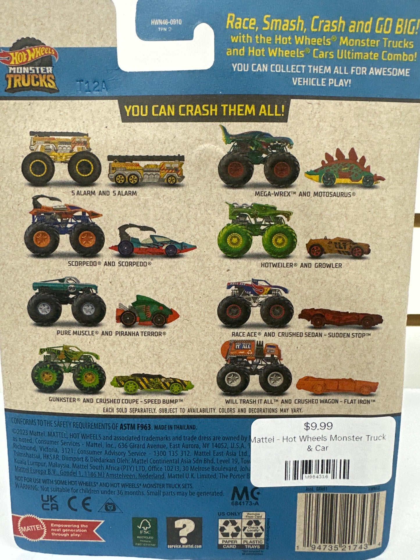 Hot wheels Monster Truck includes crushable car (Will Trash it all)