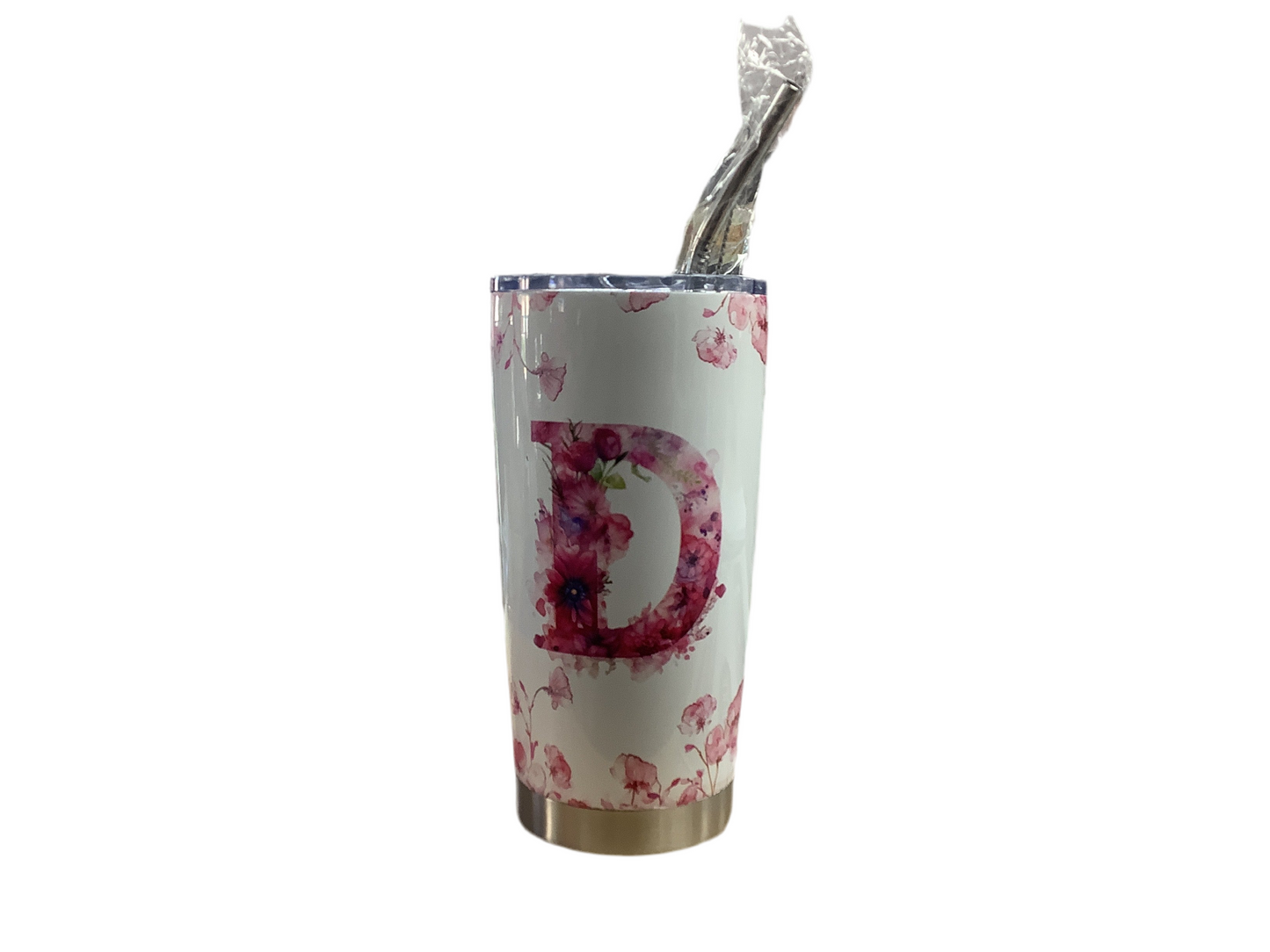 Flower Letter D tumbler 20oz