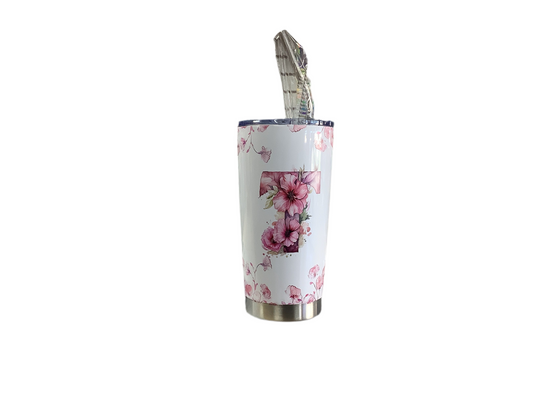Flower Letter T tumbler 20oz