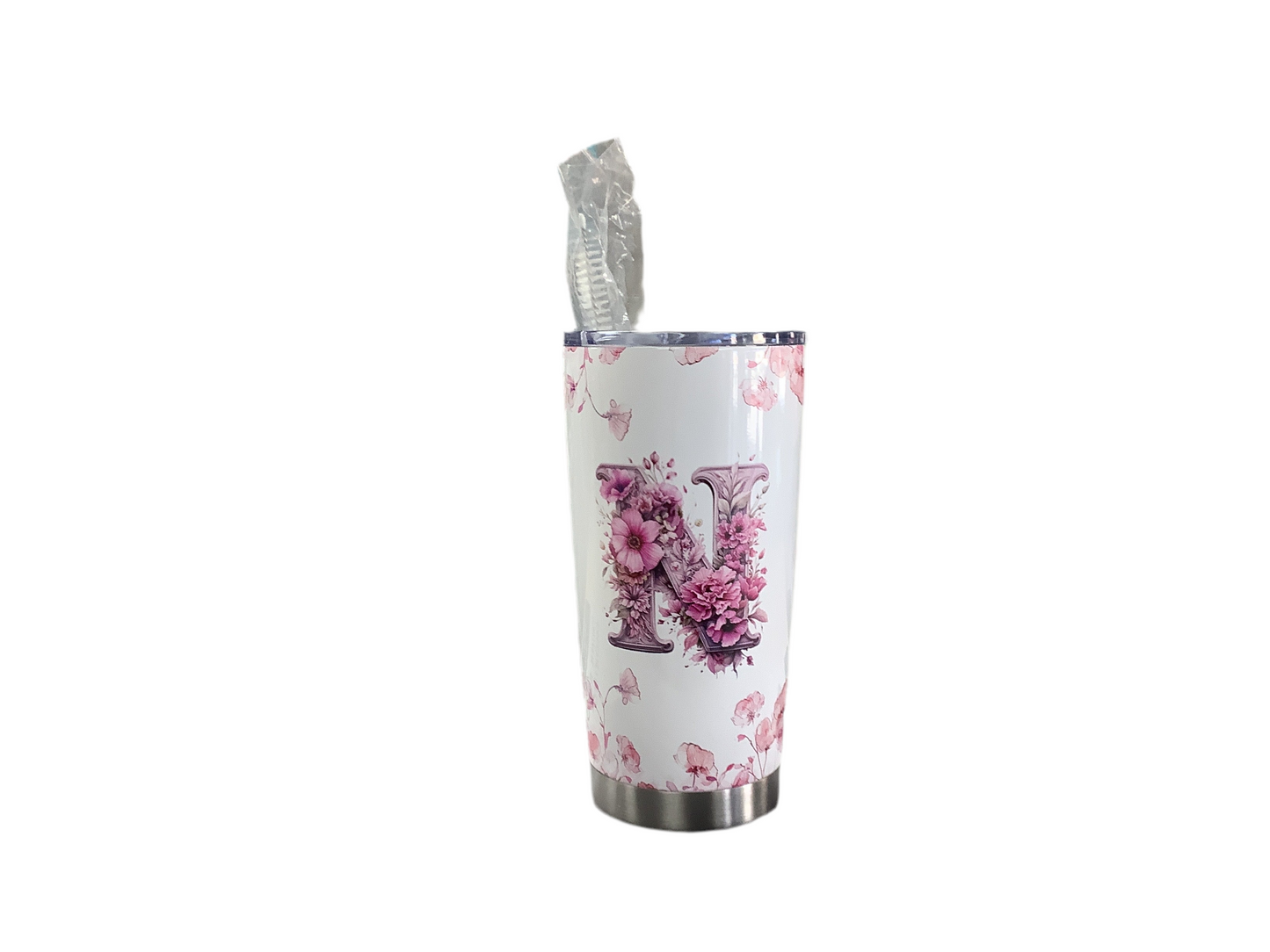 Flower Letter N tumbler 20oz