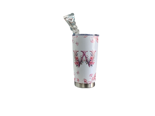 Flower Letter W tumbler 20 oz