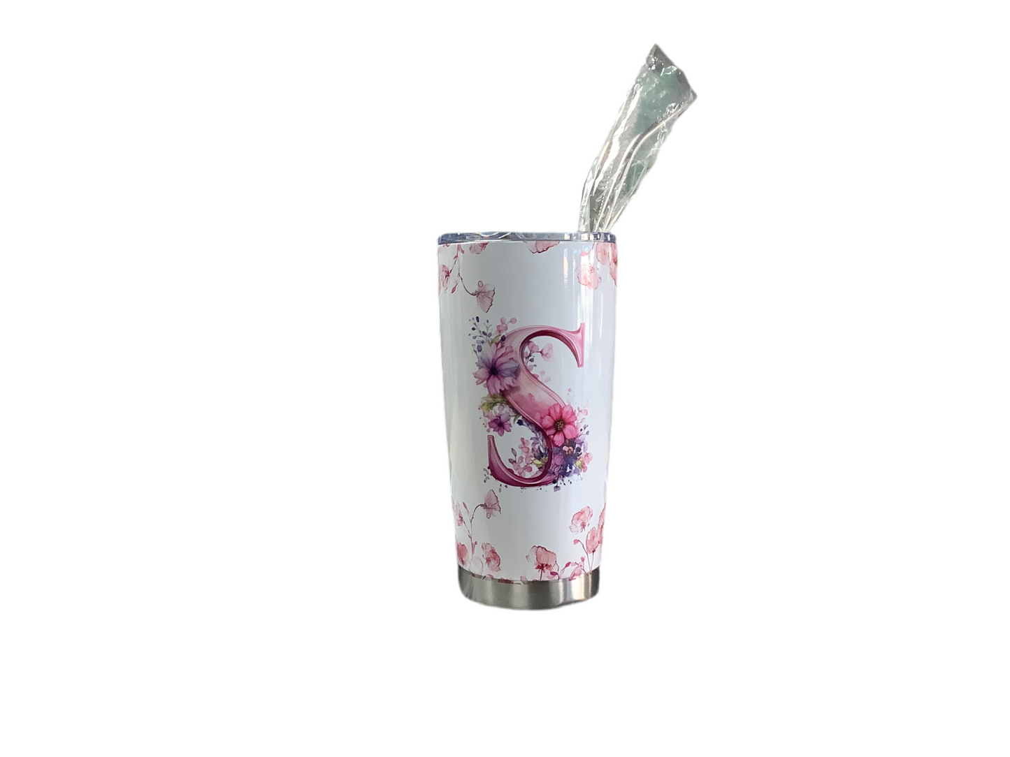 Flower Letter S tumbler 20oz