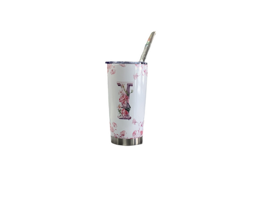 Flower Letter I tumbler 20z