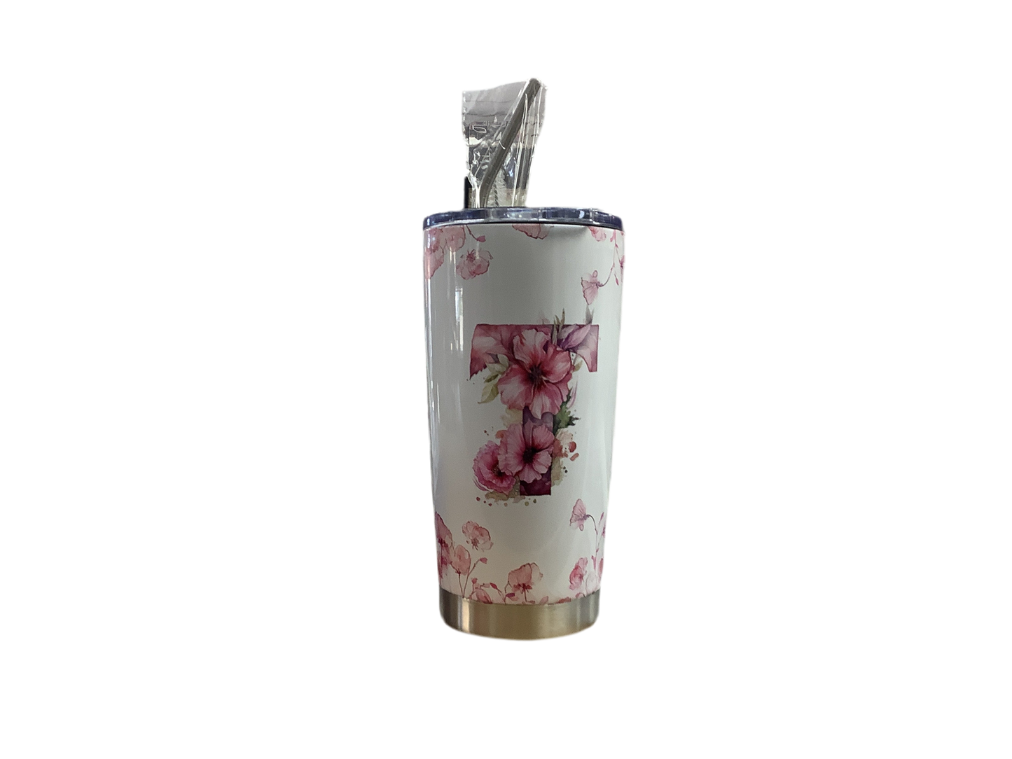 Flower letter T tumbler 20oz