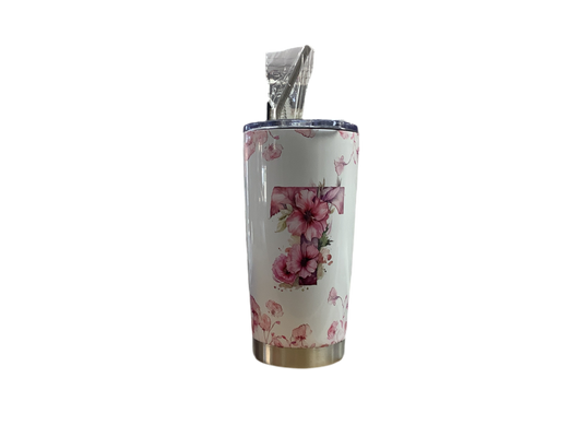 Flower letter T tumbler 20oz