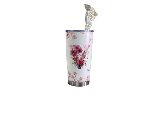 Flower Letter V tumbler 20oz