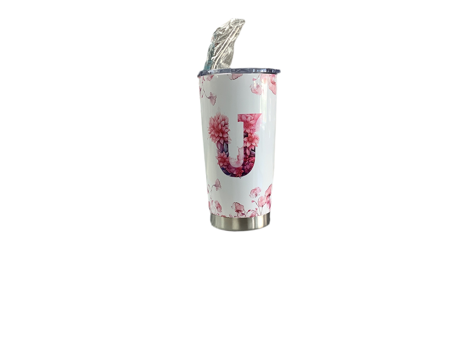 Flower Letter U tumbler 20oz