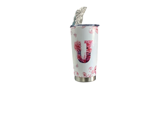 Flower Letter U tumbler 20oz