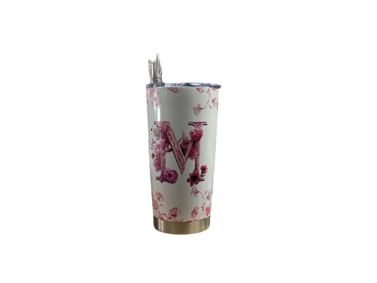 Flower letter M tumblr 20 oz