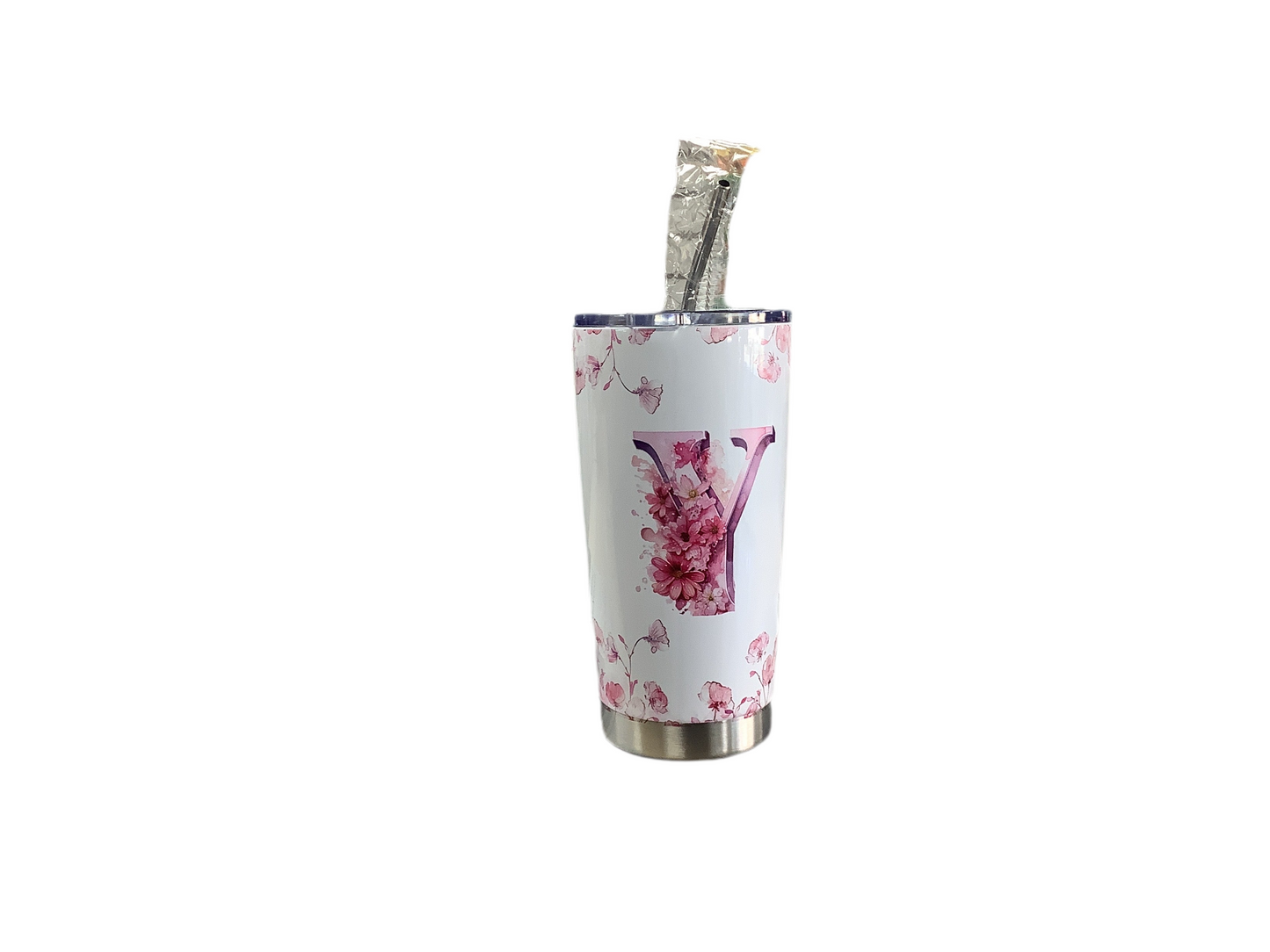 Flower Letter Y tumbler 20z