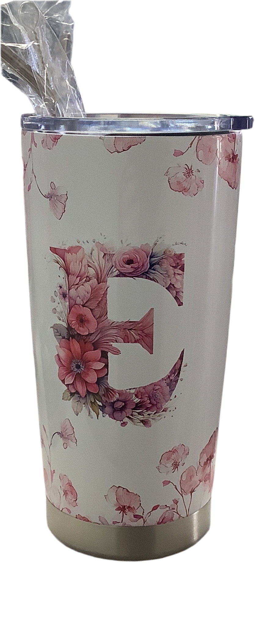 Flower letter E tumbler 20oz