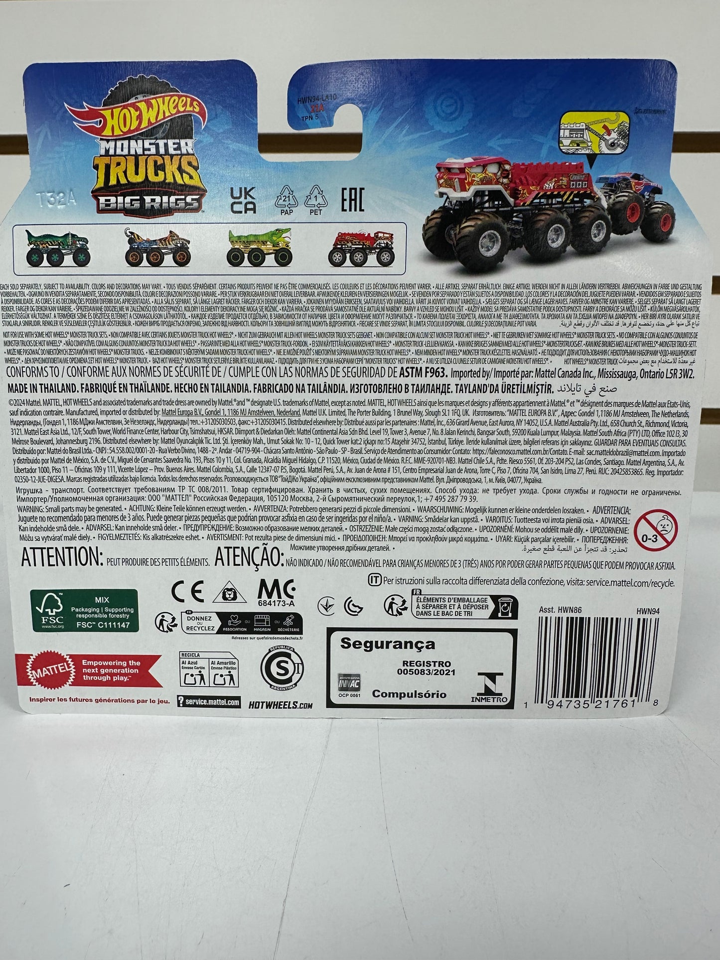 Hot Wheels Monster Truck Big Rigs HW 5 Alarm