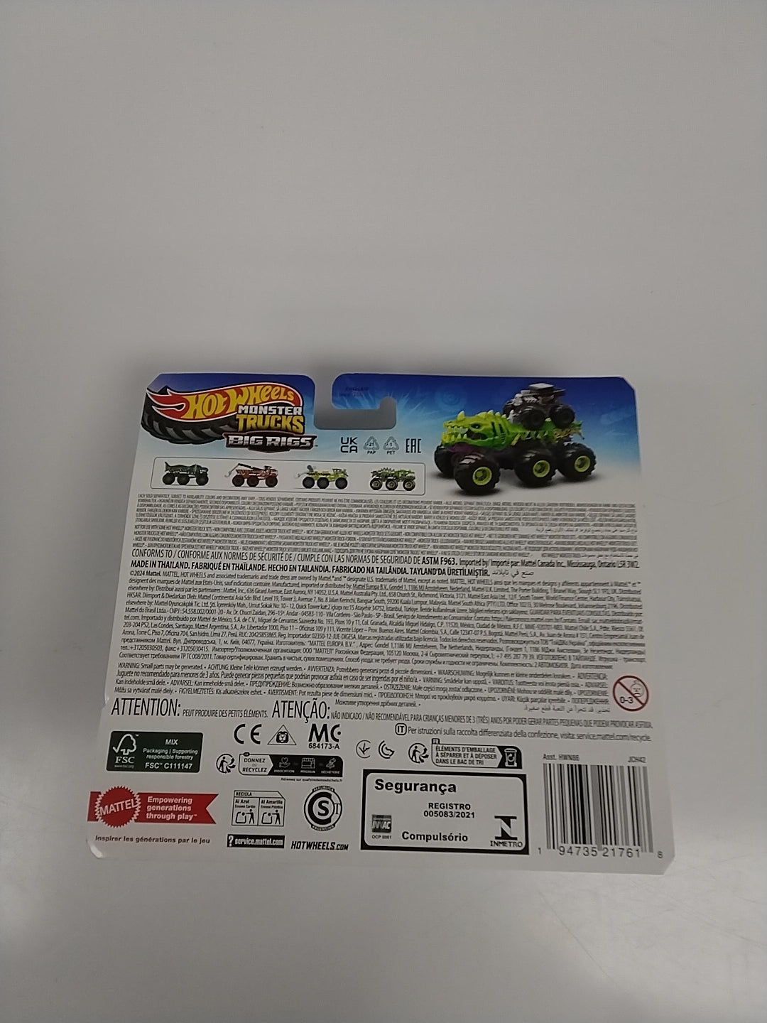 Hot Wheels Monster Trucks Big Rigs SKELESAURUS
